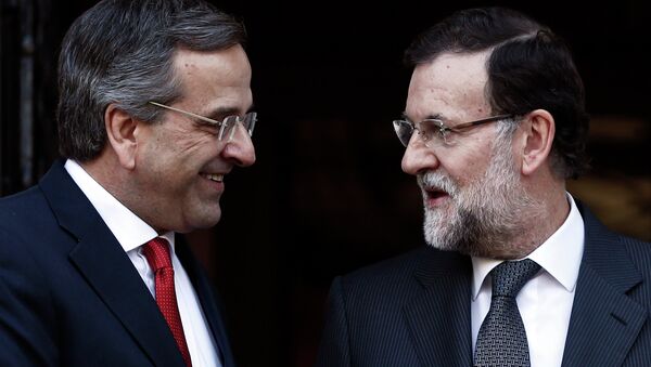 Antonis Samarás, primer ministro de Grecia y Mariano Rajoy, presidente de España - Sputnik Mundo
