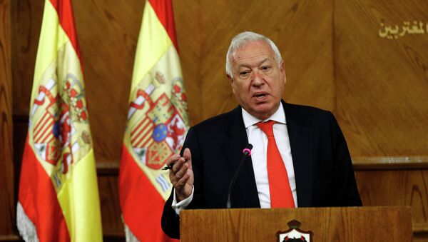 Spanish Foreign Minister Jose Manuel Garcia-Margallo speaks during a joint news conference with his Jordanian counterpart Nasser Judeh at the Ministry of Foreign Affairs in Amman - Sputnik Mundo