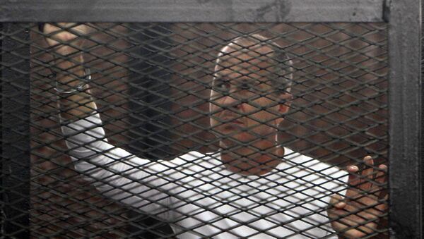 Al Jazeera journalist Peter Greste of Australia during his trial in a court in Cairo - Sputnik Mundo