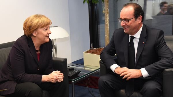 Cancillera de Alemania, Angela Merkel y presidente de Francia, François Hollande - Sputnik Mundo