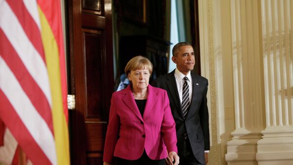 Canciller de alemana Angela Merkel y presidente de EEUU Barack Obama - Sputnik Mundo
