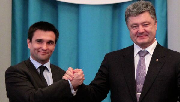 Ministro de Exteriores de Ucrania, Pavló Klimkin y presidente de Ucrania, Petró Poroshenko - Sputnik Mundo