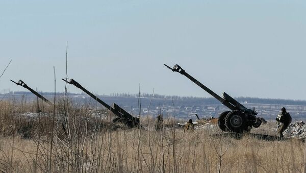 Cannons of the Ukrainian armed forces are seen at their positions near Debaltseve, February 17, 2015 - Sputnik Mundo