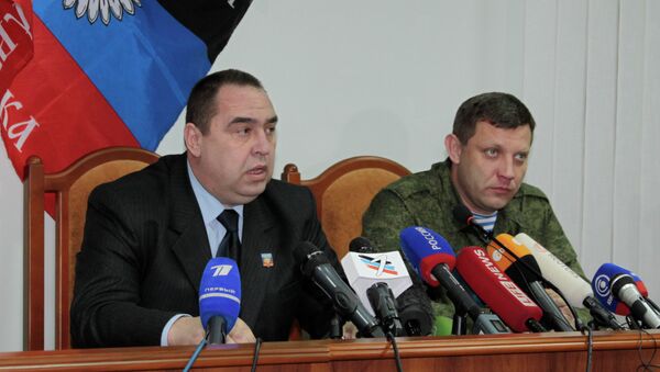 Ígor Plotnitski y Alexandr Zajárchenko, lideres de las autoproclamadas Repúblicas Populares - Sputnik Mundo