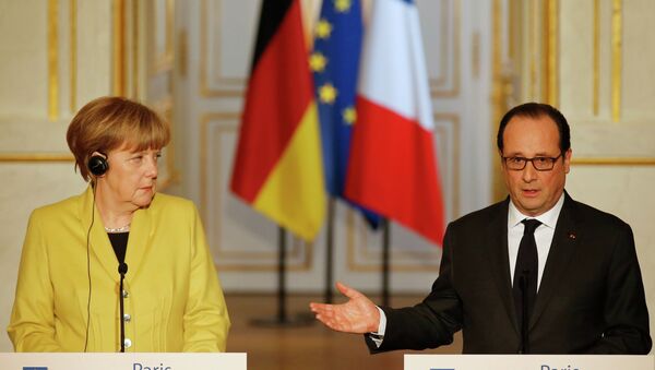 Ángela Merkel y François Hollande - Sputnik Mundo