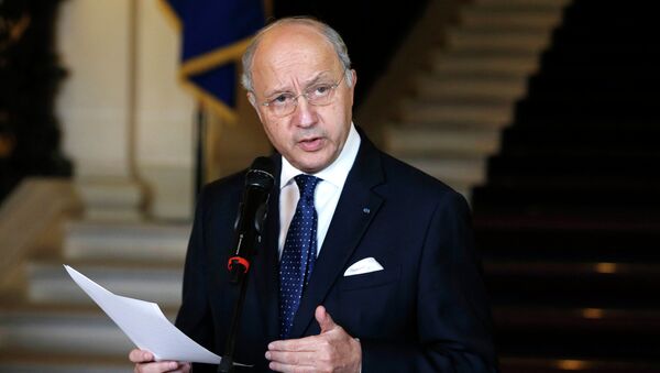 French Foreign Affairs Minister Laurent Fabius speaks after a meeting with Foreign affairs ministers of Ukraine, Russia and Germany, February 24, 2015 - Sputnik Mundo
