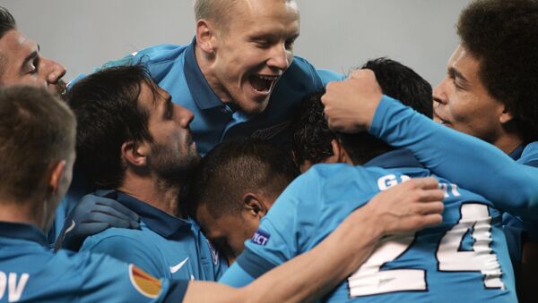 Jugadores de Zenit después del partido con PSV Eindhoven holandés - Sputnik Mundo