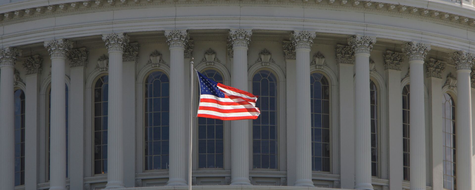 Bandera estadounidense frente al Capitolio de EEUU en Washington - Sputnik Mundo, 1920, 10.02.2021