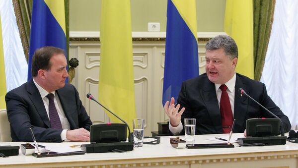 Stefan Löftven, primer ministro de Suecia, y Petró Poroshenko, presidente de Ucrania - Sputnik Mundo