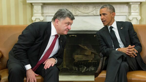 Presidente de Ucrania, Petró Poroshenko y presidente de EEUU, Barack Obama - Sputnik Mundo