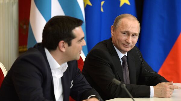 Primer ministro de Grecia, Alexis Tsipras y presidente de Rusia, Vladímir Putin  (archivo) - Sputnik Mundo