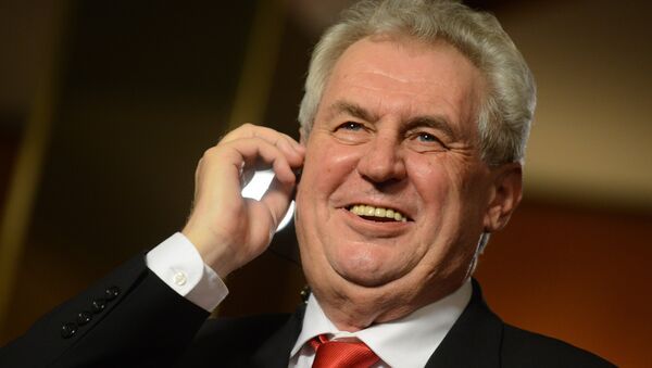 Czech new-elected President Milos Zeman smiles as he gives an interview for the Czech television on January 26, 2013 - Sputnik Mundo