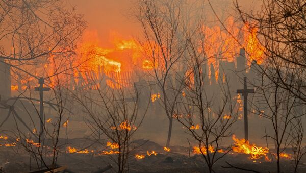Un incendio en Abakán, capital de la república de Jakasia - Sputnik Mundo