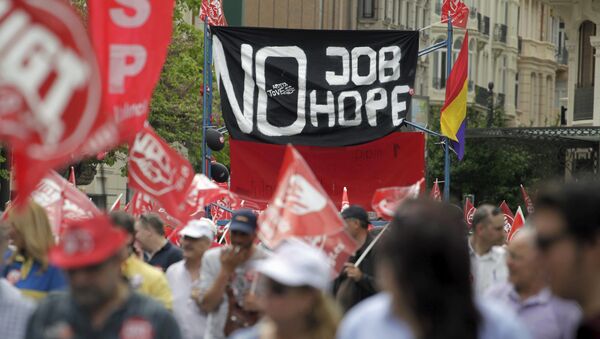 Las manifestaciones de los principales sindicatos en España (archivo) - Sputnik Mundo