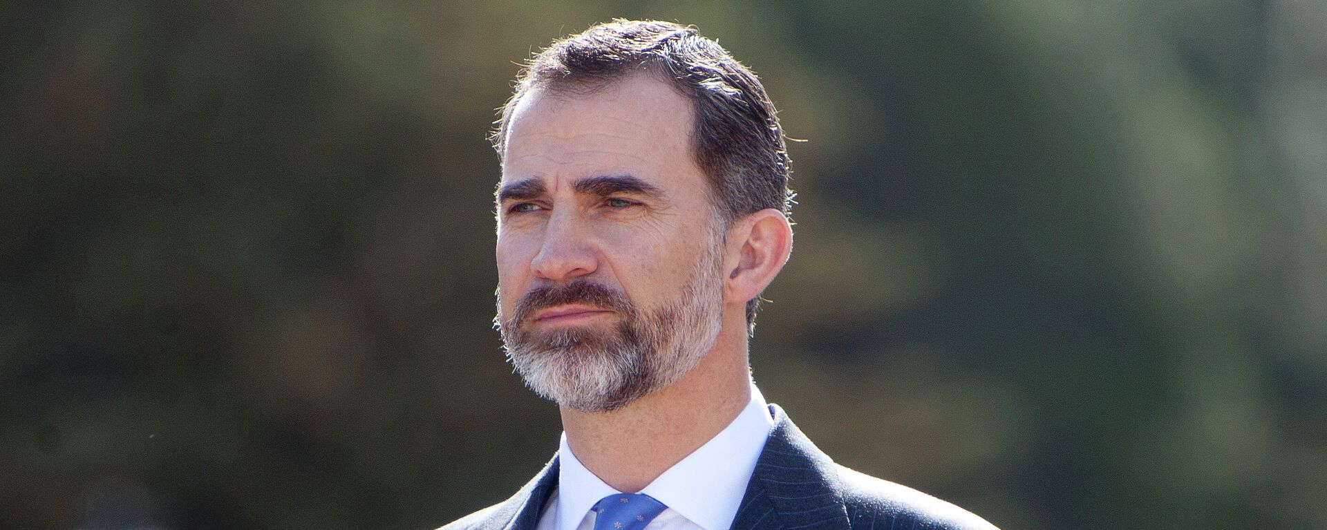 King Felipe VI of Spain listen the national anthem during the official reception to Colombia´s President Juan Manuel Santos and his wife Maria Clemencia Rodriguez at El Pardo Palace in Madrid, Spain. Sunday, March 1, 2015. - Sputnik Mundo, 1920, 10.05.2022
