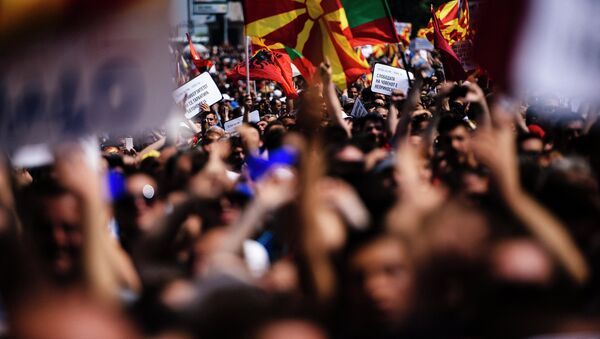 Protestas en Macedonia (archivo) - Sputnik Mundo