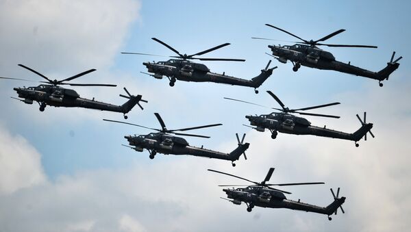 Helicópteros rusos durante el concurso Aviadarts (archivo) - Sputnik Mundo