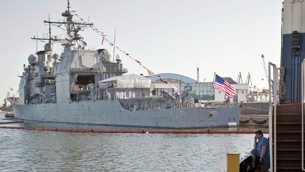 USS Monterey, buque de guerra estadounidense que lleva la tecnología de defensa de misiles balísticos de clase Aegis - Sputnik Mundo