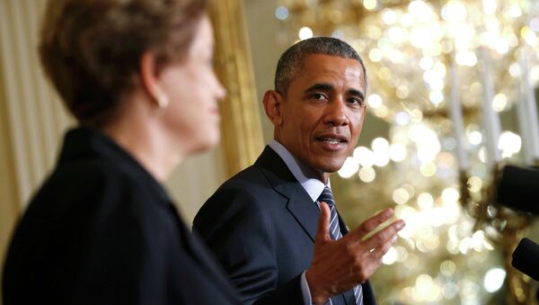 Presidente de EEUU, Barack Obama con la presidenta de Brasil, Dilma Rousseff - Sputnik Mundo