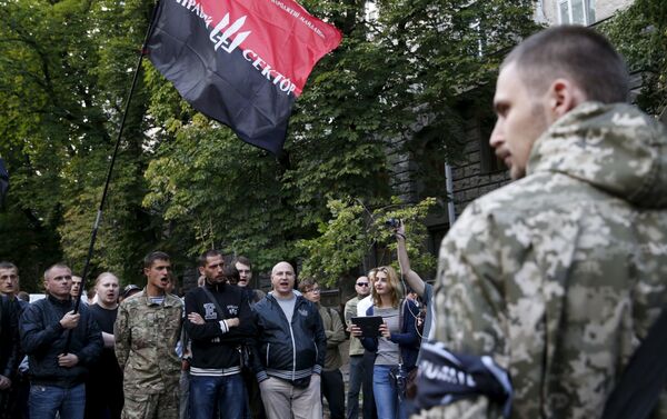Manifestación en apoyo de Pravy Sektor en Kiev - Sputnik Mundo