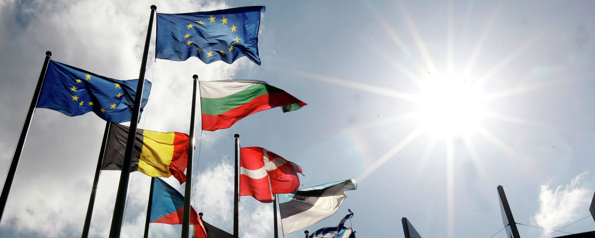 Flags are seen at the European Parliament  - Sputnik Mundo, 1920, 14.12.2022