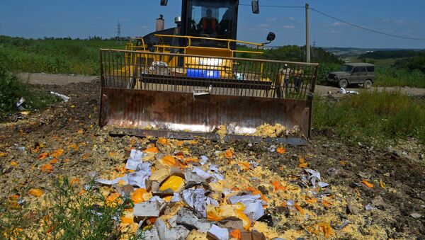 Destrucción de alimentos vetados en la provincia rusa de Bélgorod - Sputnik Mundo