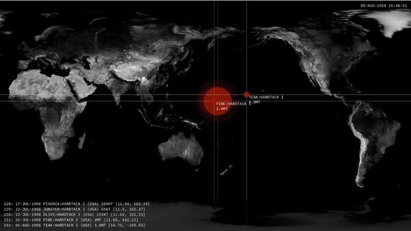 Mapa animado de explosiones atómicas - Sputnik Mundo