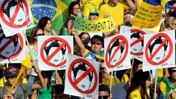 Manifestaciones de protesta contra el Gobierno de Dilma Rousseff en Sao Paulo, Brasil - Sputnik Mundo