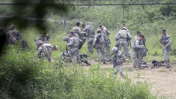 Soldados del ejército estadounidense durante los ejercicios Ulchi Freedom Guardian en Pocheon, Corea del Sur - Sputnik Mundo