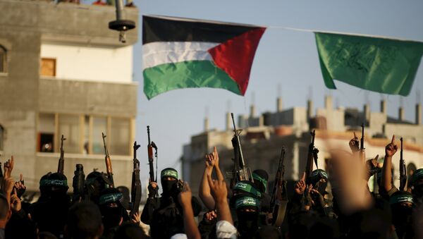 Las banderas de Palestina y Hamás (archivo) - Sputnik Mundo