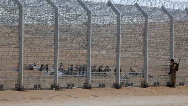 Inmigrantes africanos se sientan detrás de la valla fronteriza entre Israel y Egipto - Sputnik Mundo