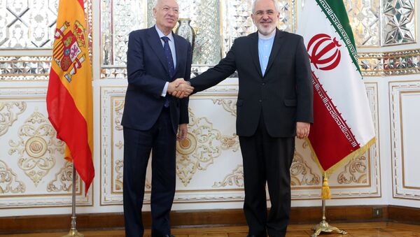 El ministro español de Asuntos Exteriores, José Manuel García-Margallo, y su homólogo iraní, Mohammad Javad Zarif (Archivo) - Sputnik Mundo