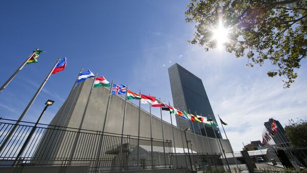 International flags fly in front of the United Nations headquarters on September 24, 2015 - Sputnik Mundo