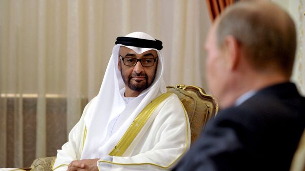 Príncipe heredero de Abu Dabi, Mohamed bin Zayed Al Nahyan y presidente de Rusia, Vladímir Putin - Sputnik Mundo