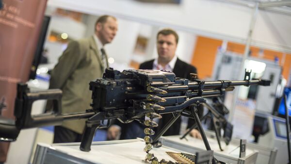 Российский крупнокалиберный пулемет Корд на международной выставке Интерполитех-2015 в Москве - Sputnik Mundo