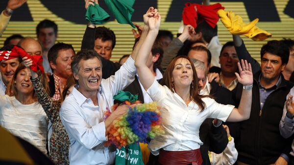 Candidato presidencial en Argentina, Mauricio Macri y candidata a gobernar la provincia de Buenos Aires, María Eugenia Vidal - Sputnik Mundo