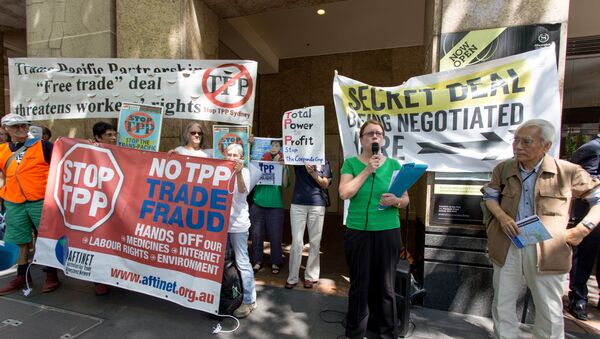 Protestación contra el TPP en Australia - Sputnik Mundo