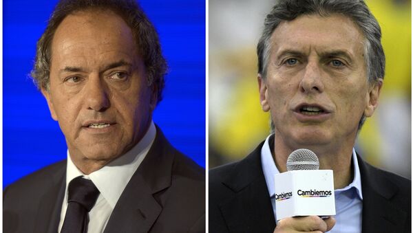Daniel Scioli y Mauricio Macri, candidatos presidenciales argentinos - Sputnik Mundo