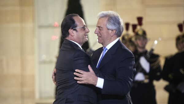 Presidente de Francia, François Hollande y presidente de Uruguay, Tabaré Vázquez - Sputnik Mundo