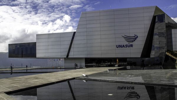 Quito, 26 mar (ANDES).- Edificio de la UNASUR ubicado en la Parroquia de San Antonio de Pichincha, Mitad del Mundo. Foto: ANDES - Sputnik Mundo