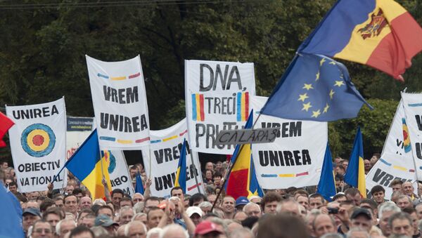 Manifestación a favor de dimisión del presidente moldavo Nicolae Timofti en Chisináu - Sputnik Mundo