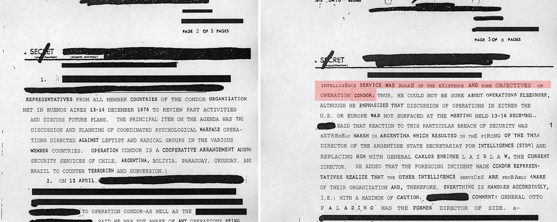 Un documento desclasificado de la CIA, que confirma la implicacion de Pinochet  en el plan Cóndor - Sputnik Mundo, 1920, 25.11.2015