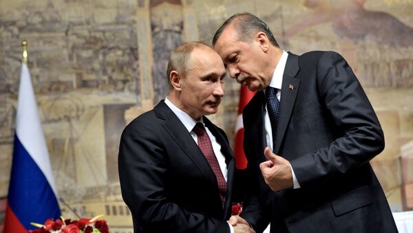 Vladímir Putin, presidente de Rusia, y Recep Tayyip Erdogan, presidente de Turquía (archivo) - Sputnik Mundo