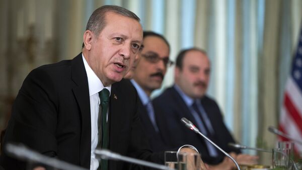 Recep Tayyip Erdogan, presidente de Turquía, durante el encuentro con Barack Obama - Sputnik Mundo