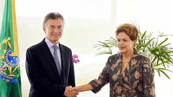 Presidente electo de Argentina, Mauricio Macri y presidenta de Brasil, Dilma Rousseff - Sputnik Mundo