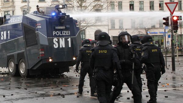 Policías alemanes en Leipzig - Sputnik Mundo