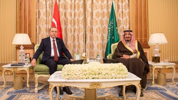 Presidente de Turquía, Recep Tayyip Erdogan, y rey de Arabia Saudí, Salmán bin Abdulaziz - Sputnik Mundo