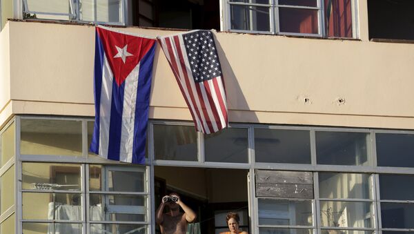 Banderas de Cuba y EEUU en la Habana - Sputnik Mundo