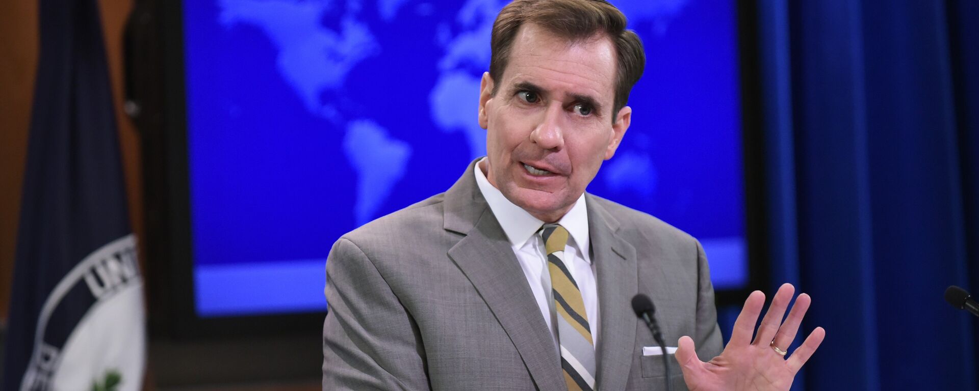 State Department Spokesman John Kirby speaks during the daily briefing at the State Department on January 6, 2015 in Washington, DC  - Sputnik Mundo, 1920, 04.05.2023