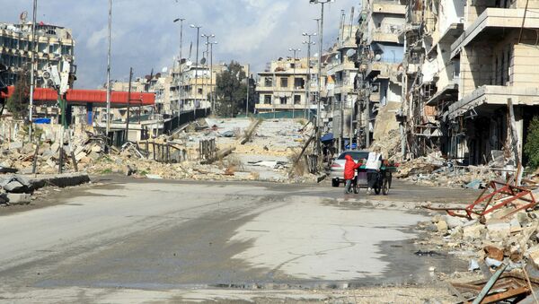 Los residentes cerca de la ciudad de Aleppo en Siria. Enero del 2016 - Sputnik Mundo